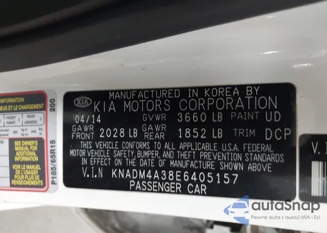 2014 Kia Rio Lx из США, поврежденный, VIN KNADM4A38E6405157